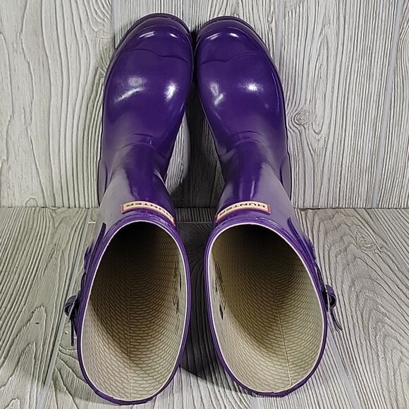 Hunter Original Purple Tall Gloss Rain Boots Girls 5G - Picture 7 of 14